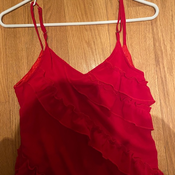 Red Ruffled Maxi Dress - Picture 4 of 7